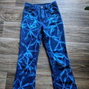 Vintage blue tie dye flare jeans